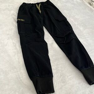 Boys Black Cargo Jogger Pants- Size Large